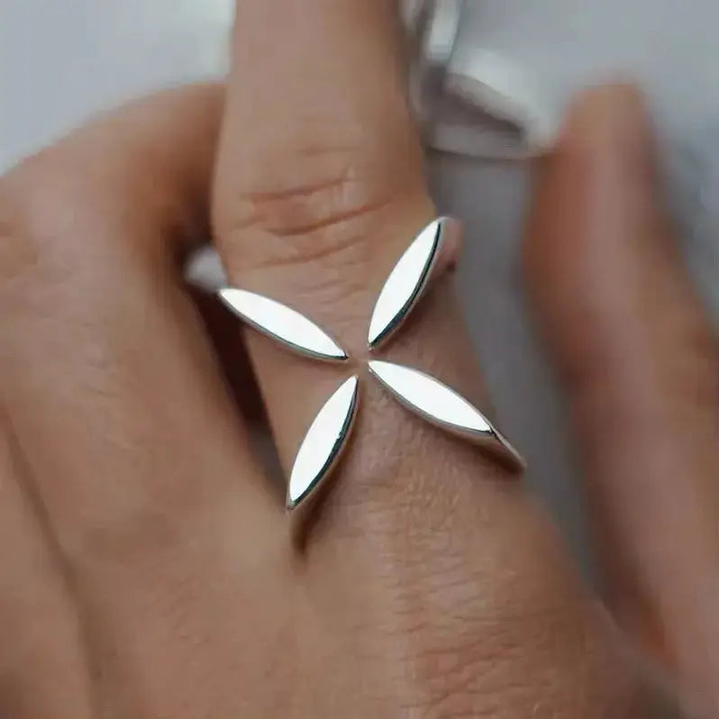 Ventfille 925 Sterling Silver Rings Fashion Hip Hop Vintage Couples Hollow Lines Punk Silver Party Adjustable Jewelry