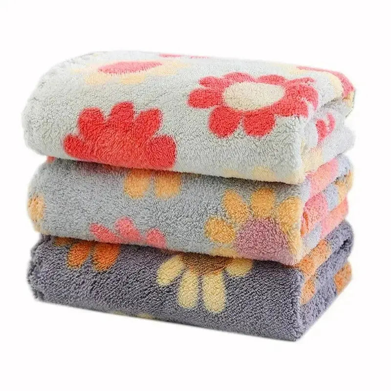 4Pcs kitchen cleaning cloths by Simples Market, soft coral fleece with sunflower pattern, 30x30cm