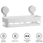 Shower suction cup shelf basket by Simples Market, white wall-mounted draining bathroom storage rack