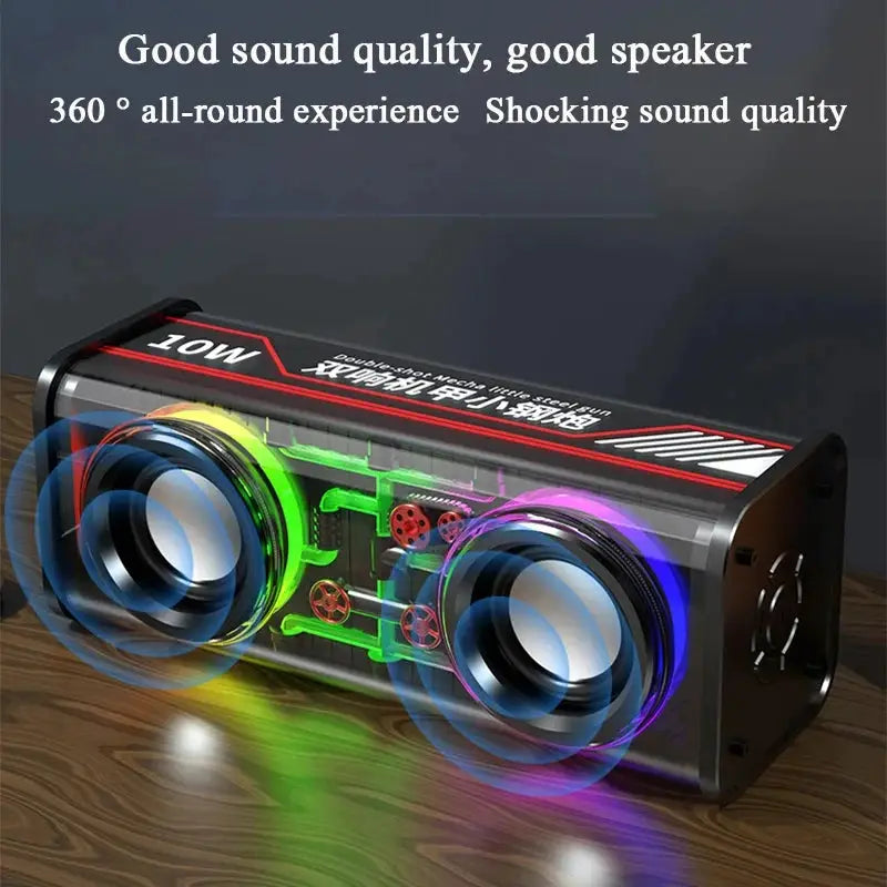 V8 Transparent Mecha Speakers with RGB lighting, dual bass woofers, Bluetooth 5.0 by Simples Market