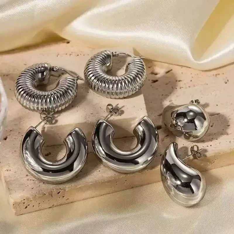 6 Piece Geometric Statement Earrings Set For Women CCB Hollow Zinc Alloy Jewelry For Daily Wear And Party