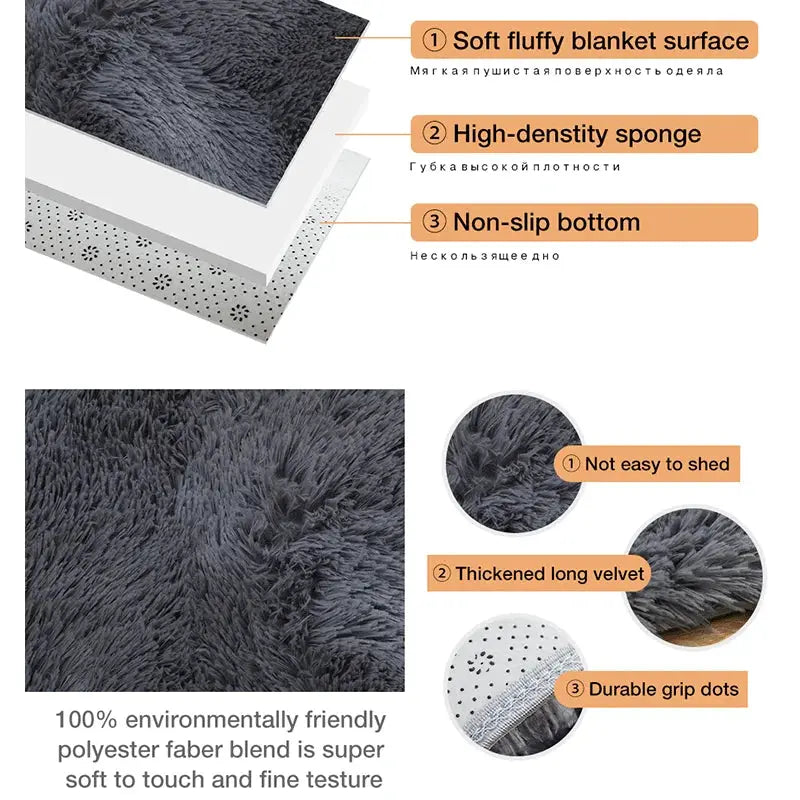 Kids plush rug by Simples Market, grey shag with soft velvet texture and non-slip bottom