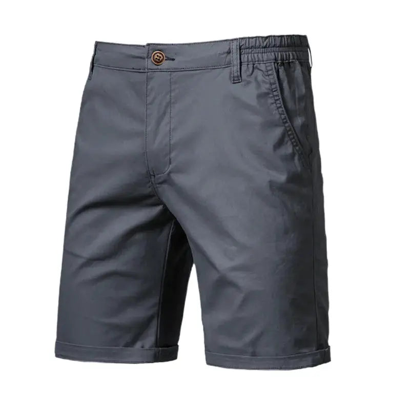 Simples Market men's gray 100% cotton shorts with elastic waist, casual beach style