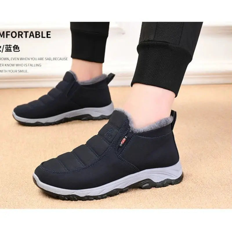 CozyStride Men's Autumn Winter Casual Shoes With Warm Plush Lining And Durable Chunky Rubber Sole