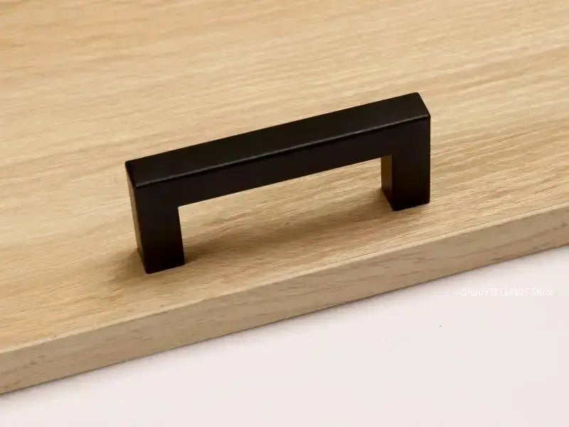 Square Cabinet Handle Stainless Steel Wire Drawn Finish Black Gold Silver Kitchen Cabinets Wardrobe Drawers
