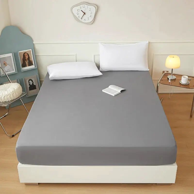 Simples Market gray polyester fitted sheet for bedroom with elasticized edges, 1 piece