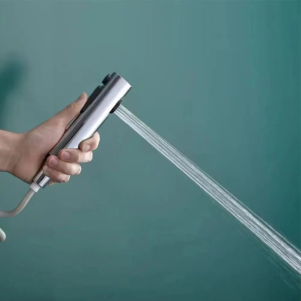 Handheld toilet bidet spray head in chrome ABS with hose and G1/2 connection