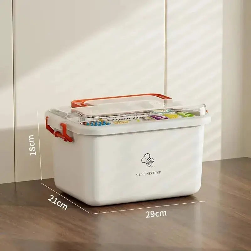 Large Capacity Portable Medicine Box With Multi Layer Storage For Home First Aid And Family Emergency Kit
