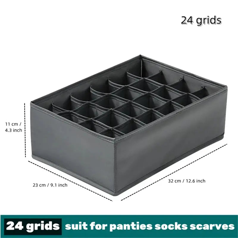 Socks and lingerie organizer box with 24 grids, gray, by Simples Market