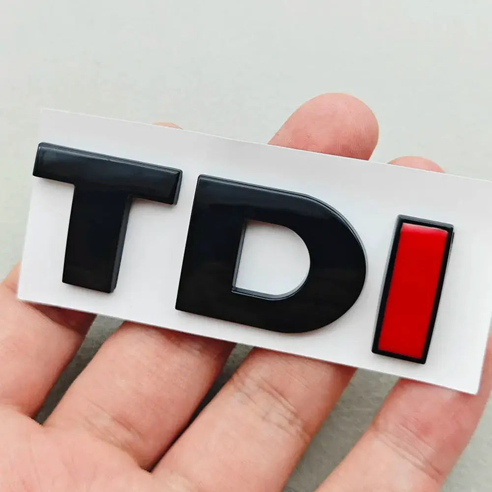 3D ABS black TDI emblem car badge with red I on white backing