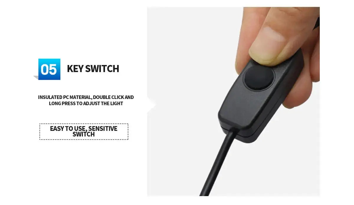 Simples Market LED cabinet light with dimmable USB 5V downlight and black inline switch