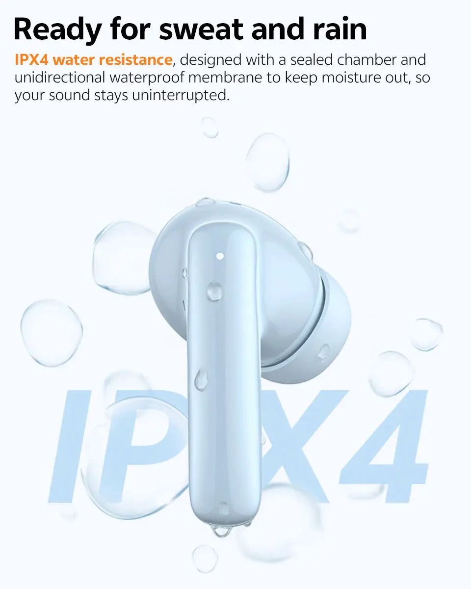 QCY T13 Pro HT23 wireless earbuds with adaptive ANC, light blue