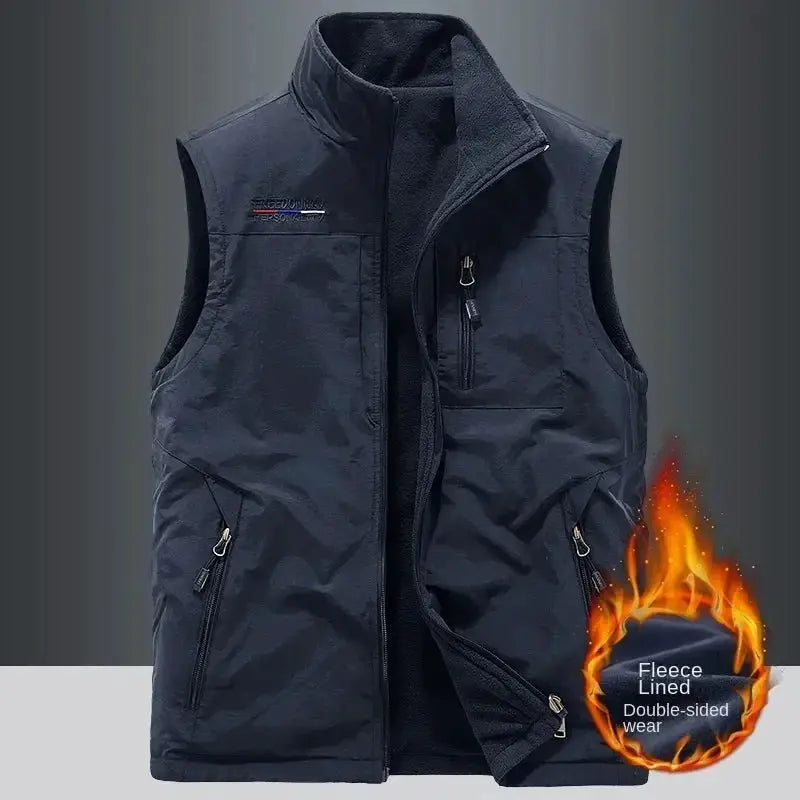 Simples Market men's navy heated gilet with fleece lining and zip pockets