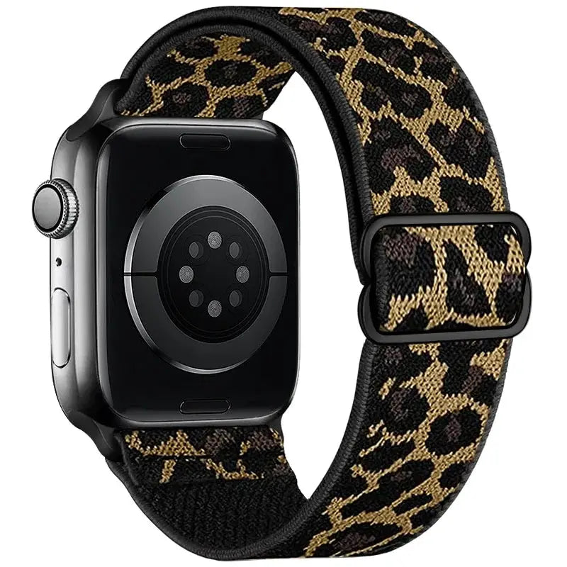 Fashion Leopard Print Nylon Adjustable Strap For Iwatch Band 42mm 46mm 49 45 44 42 41 40 38 For Iwatch Series Ultra 10 9 8 7 SE