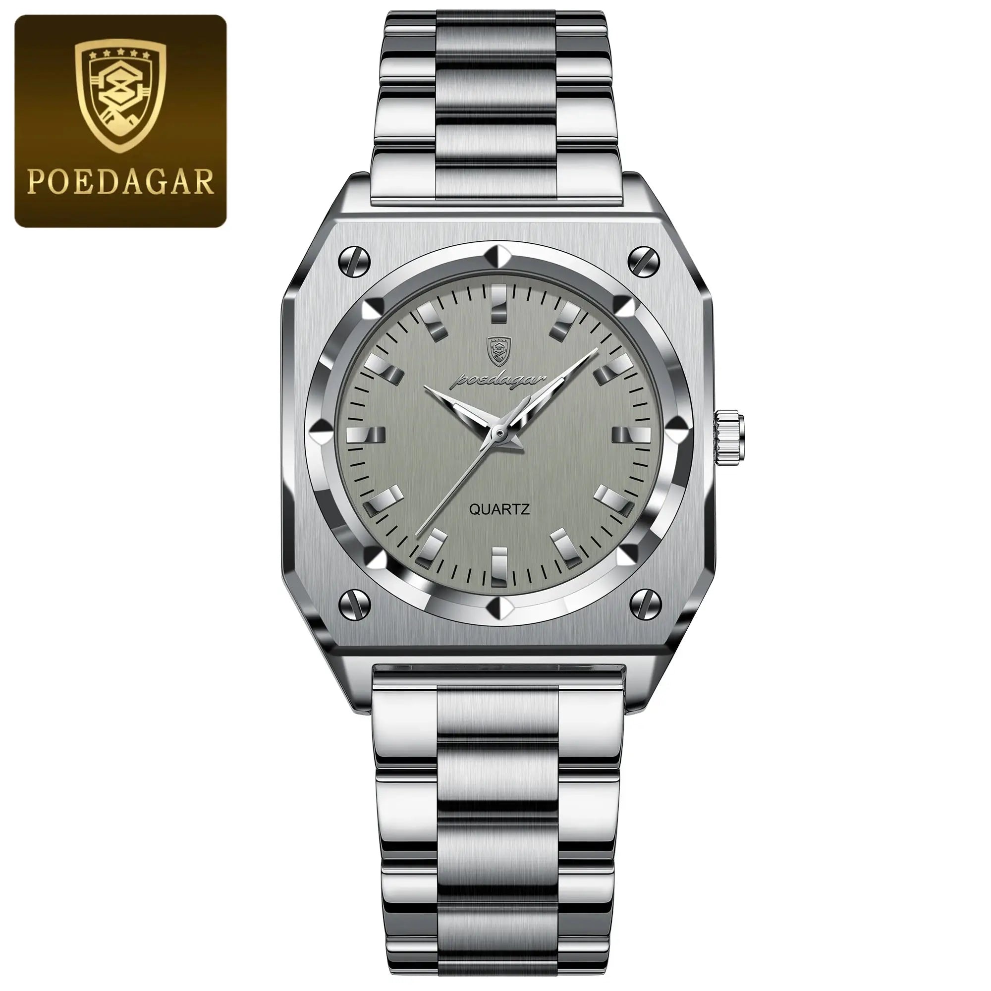POEDAGAR Elegant Ladies Wristwatch, stainless steel case and bracelet, quartz movement