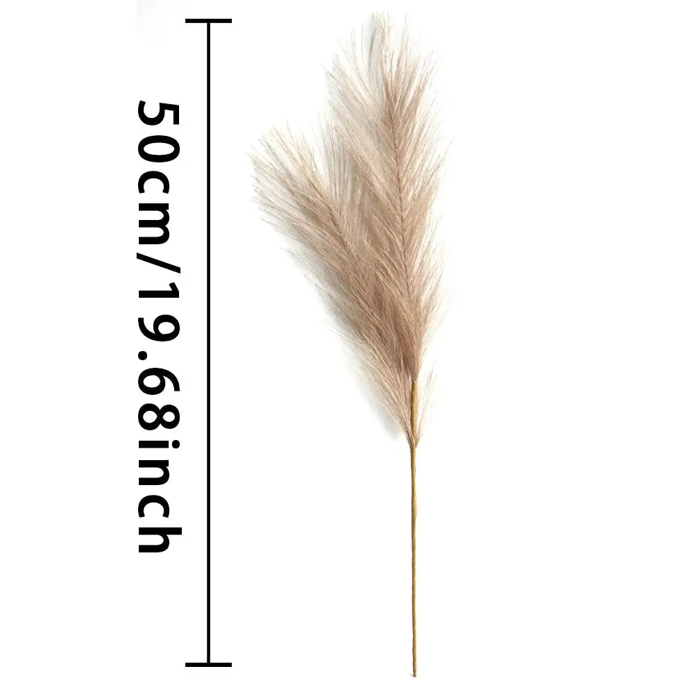 Artificial pampas grass stem with beige fluffy plumes, 50 cm long