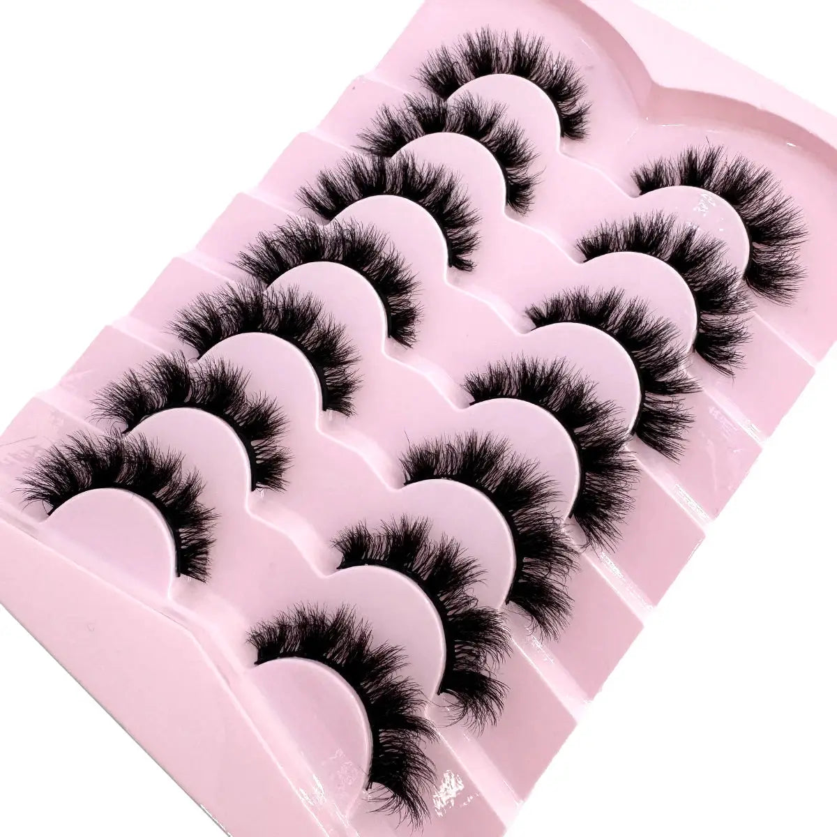 HBZGTLAD 7 Pair Faux Mink Lashes Fluffy Natural Look False Eyelashes Volume Wispy Crossed Thick Fox Eye Cat Eye