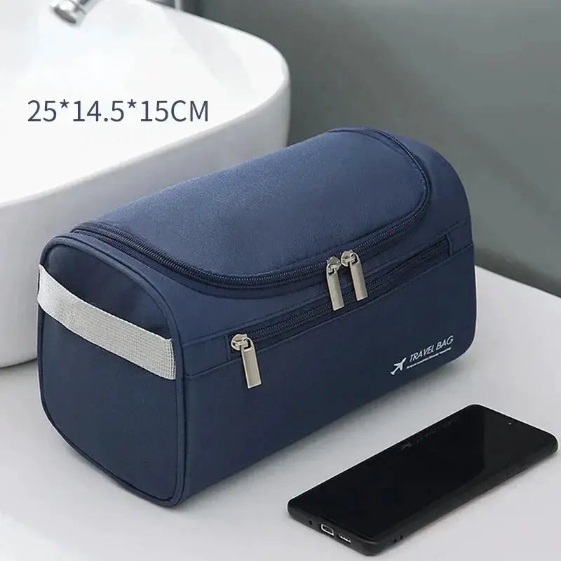 BrandX Leather Toiletry Bag Dopp Kit For Men And Women Hanging Travel Organizer Water Resistant PU Leather