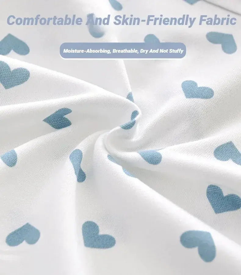 Simples Market soft women's briefs in white fabric with blue heart print, 5pc set