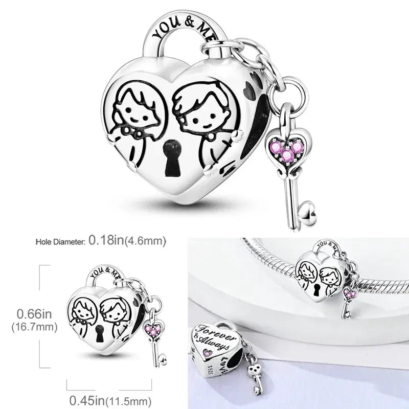 925 Sterling Silver Charms Bead Pink Butterfly Luminous Firefly Dangle Fit Bangle Bracelet Necklace DIY Jewelry
