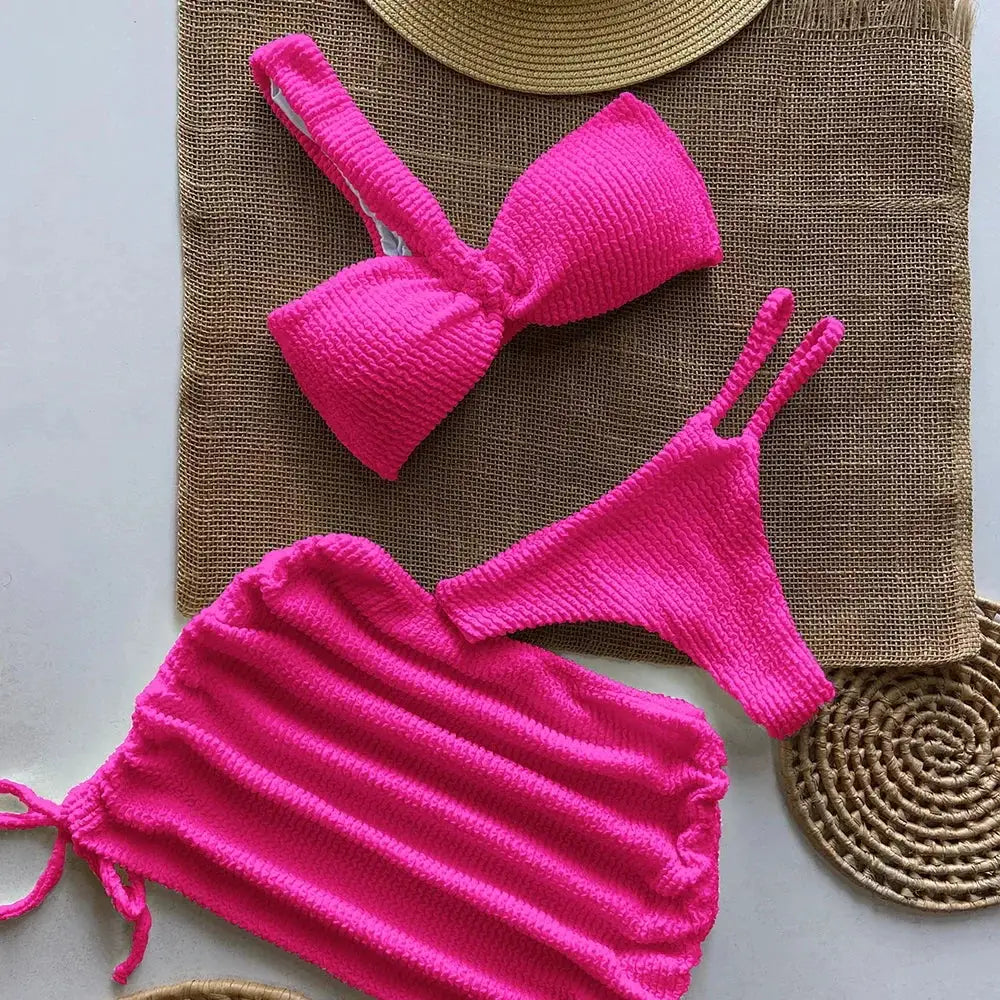 Polovedo 3 Piece Micro Bikini Set For Women Sexy Thong Swimsuit Brazilian Beachwear Bathing Suit