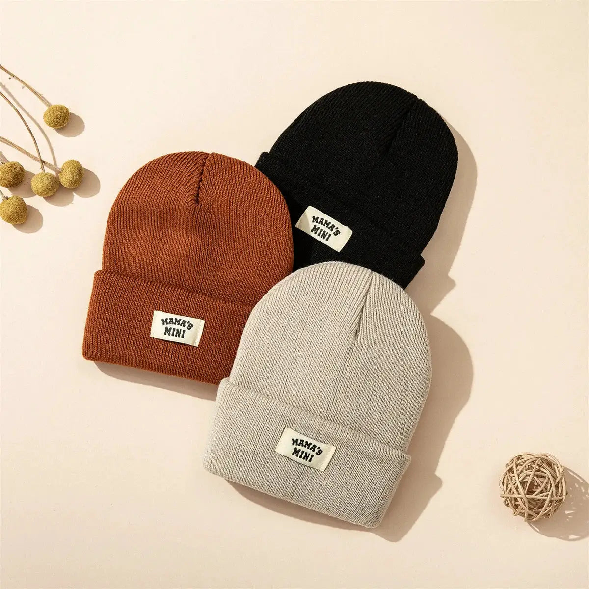 Clearance 3 Piece Set Baby Knitted Hat Winter Warm Cap With Letters Unisex For Boys And Girls Ages 0 To 24 Months