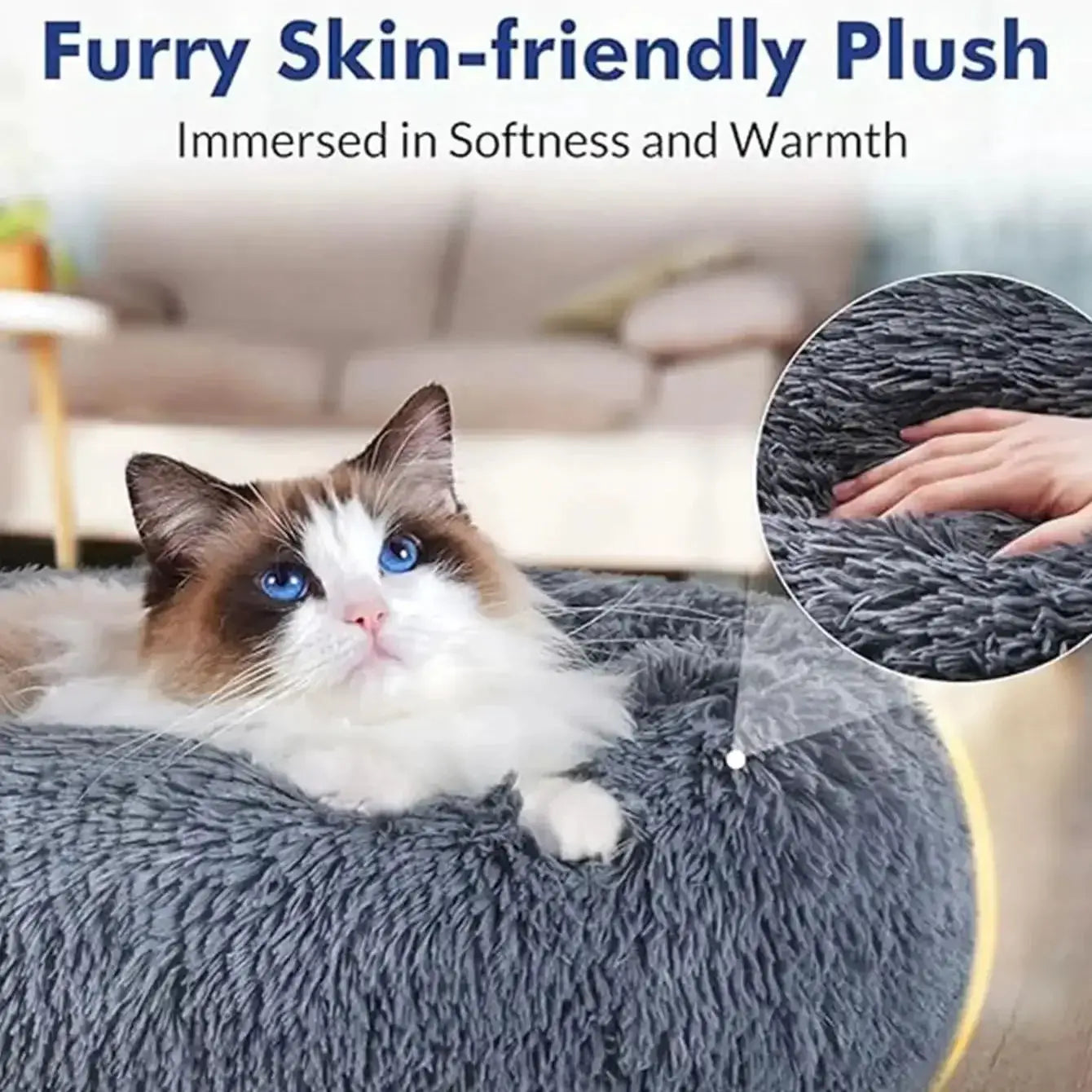 40-90cm Round Pet Bed In 6 Sizes For Large Dogs And Cats Super Soft Plush Bed For Winter Warmth