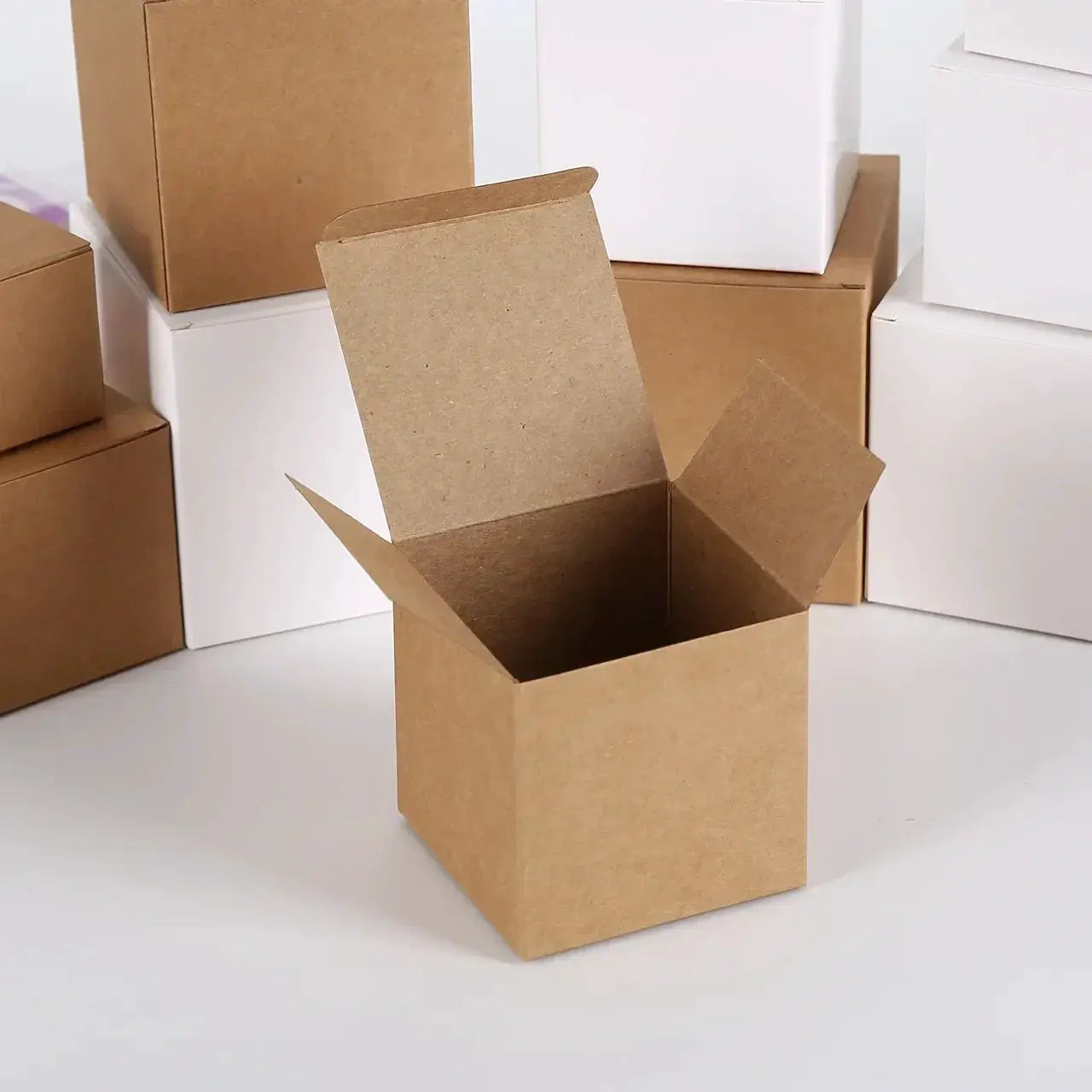Square Folding Kraft Paper Box Set White Black Brown 20 Or 50 Pack Candle Gift Box For Weddings Party Favors