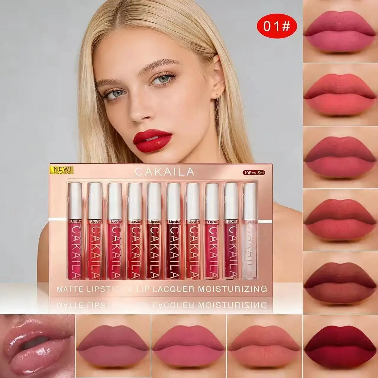 Matte Liquid Lipstick Lip Oil 10 Piece Set Waterproof Velvet Lip Gloss Long Lasting Non Transfer Nude Red Pink Makeup