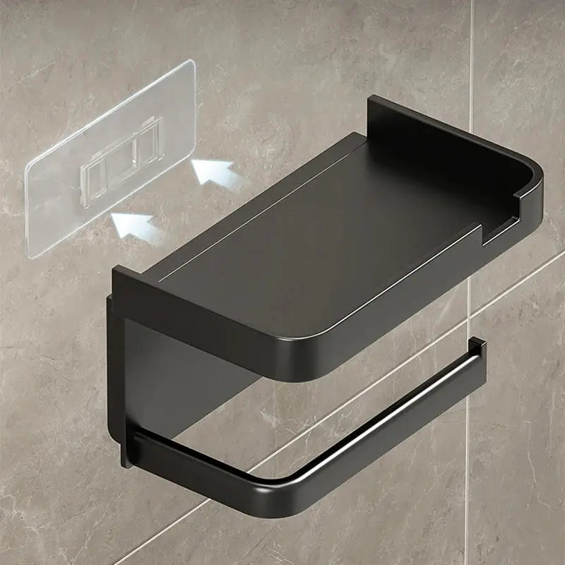 Plastic Wall Mounted Storage Rack Toilet Paper Holder Kitchen Towel And Phone Organizer For Bathroom