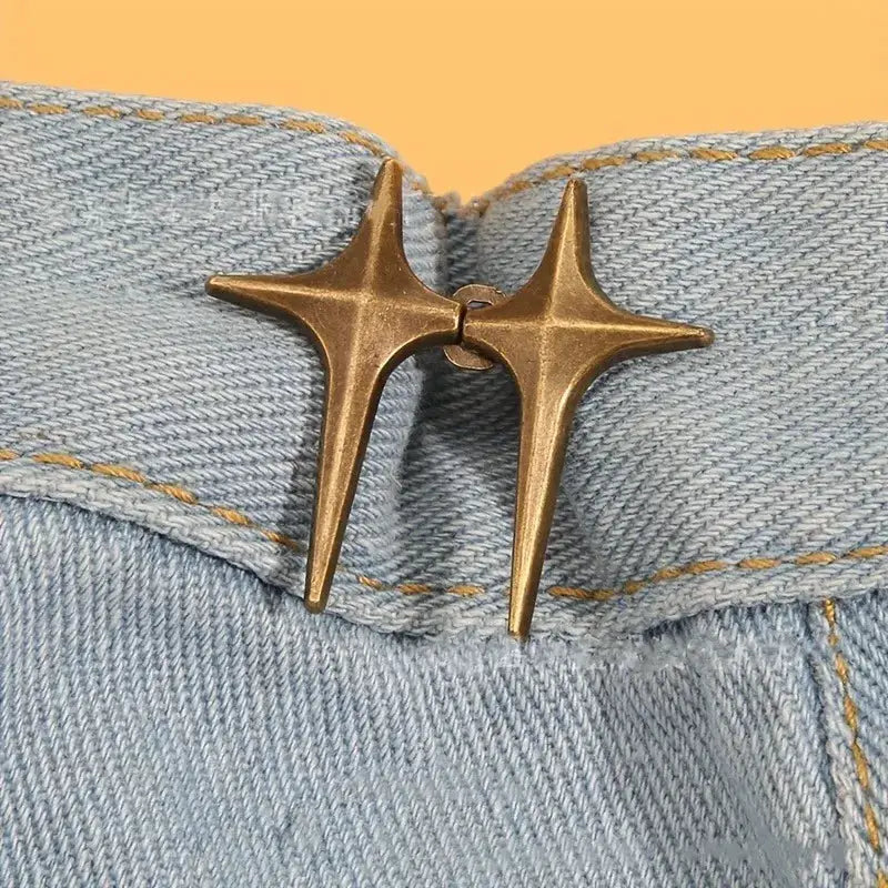 StarWear Star Shaped Waist Buckle Decorative Detachable Buttons No Sew Waist Adjustment Quick Easy Fit Zinc Alloy