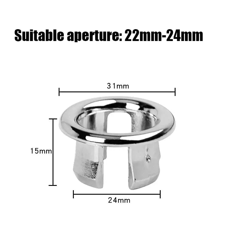 Chrome basin drain overflow cover ring insert, 22–24mm fit, 4-pack Simples Market