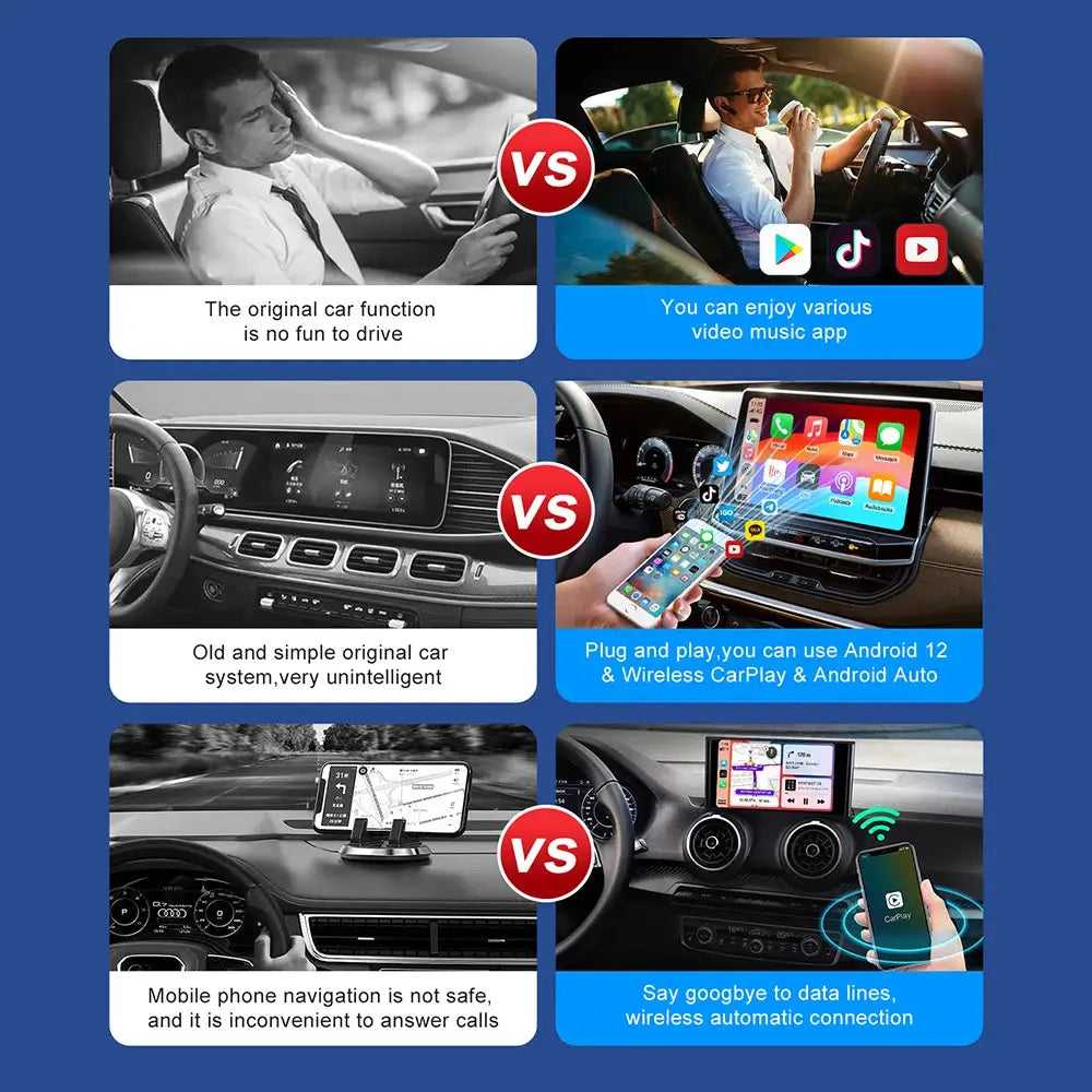 Android 13 car infotainment box by Simples Market with CarPlay, Android Auto, Wi‑Fi and Play Store