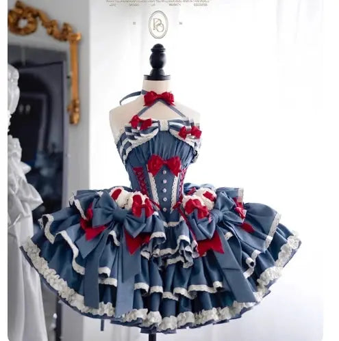 Girls Birthday Lolita Dress Tube Top Satin Bowknot Pettiskirt Mini