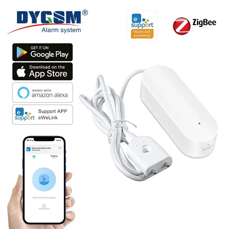 Ewelink Zigbee3.0 water leak sensor with white gateway and cord, 2-item kit
