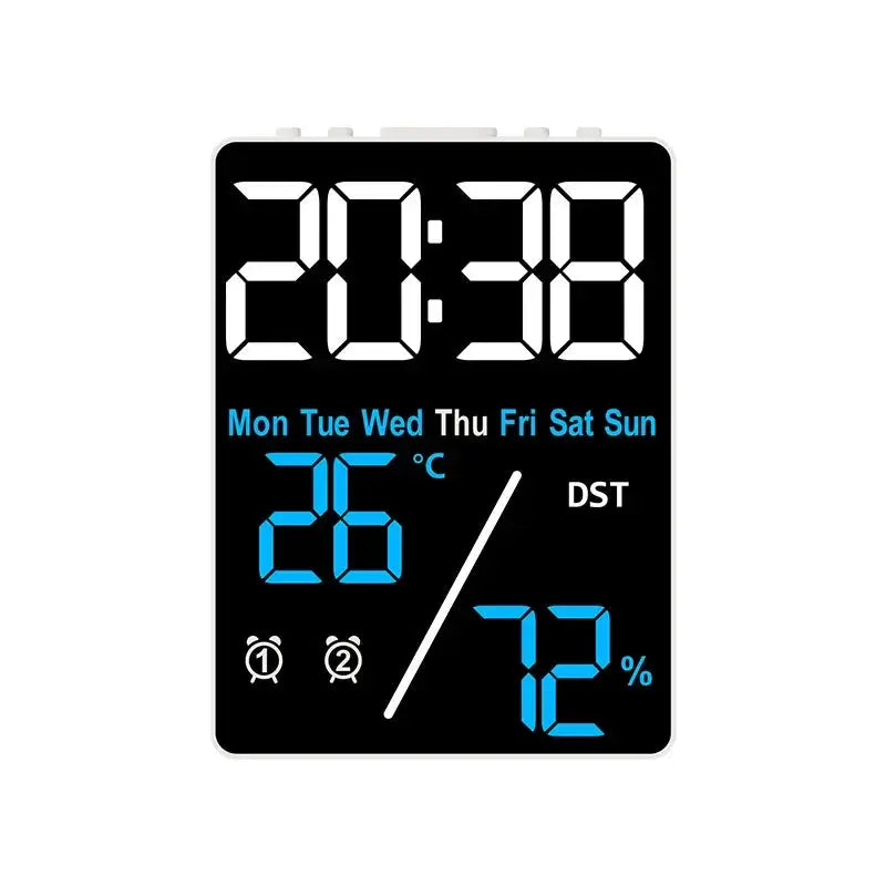 Simples Market multifunctional large-screen digital alarm clock with humidity display and brightness adjustment