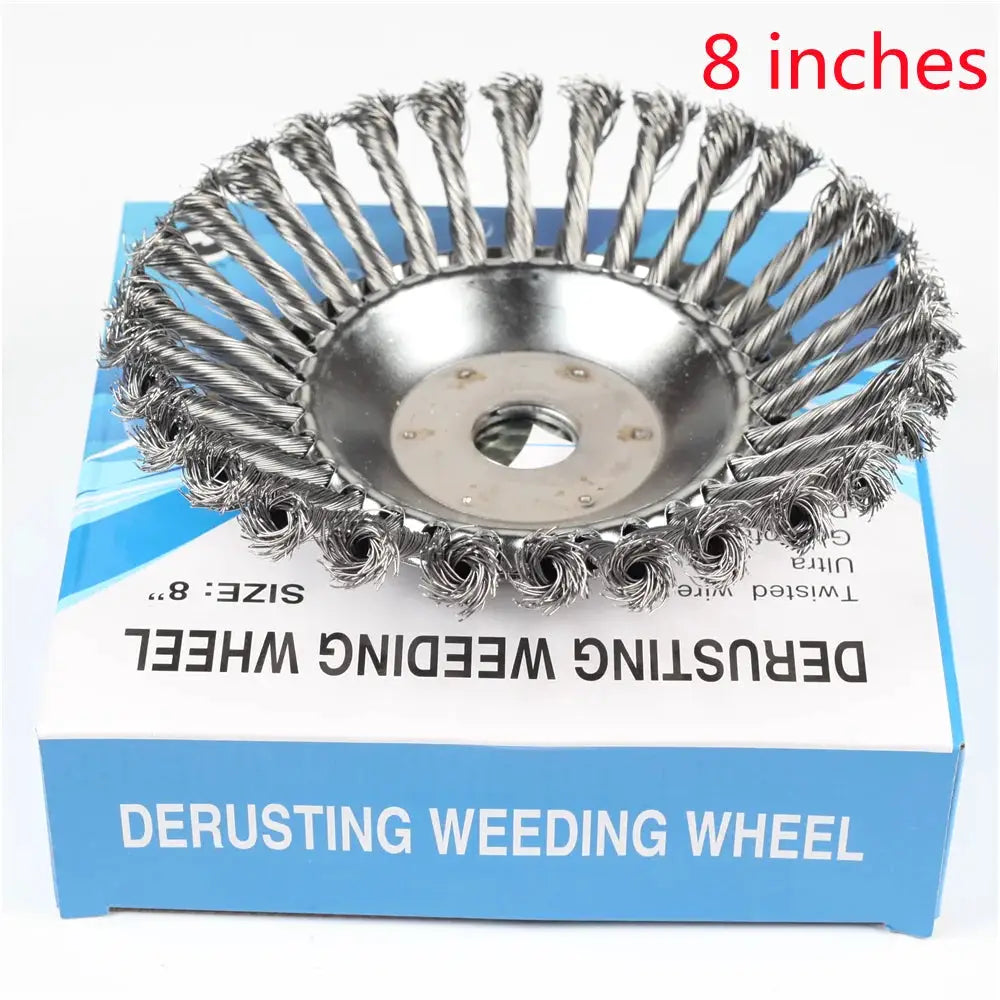 Universal 6 to 8 Inch Steel Wire Wheel Brush Cutter Head for Gas Trimmers Weed Trimmer Garden Lawn Mower Attachment