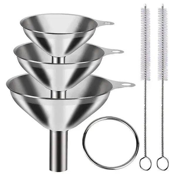 3 Pcs Stainless Steel Kitchen Funnels Set Food Grade 304 Stainless Steel For Filling Bottles Essential Oils Spices