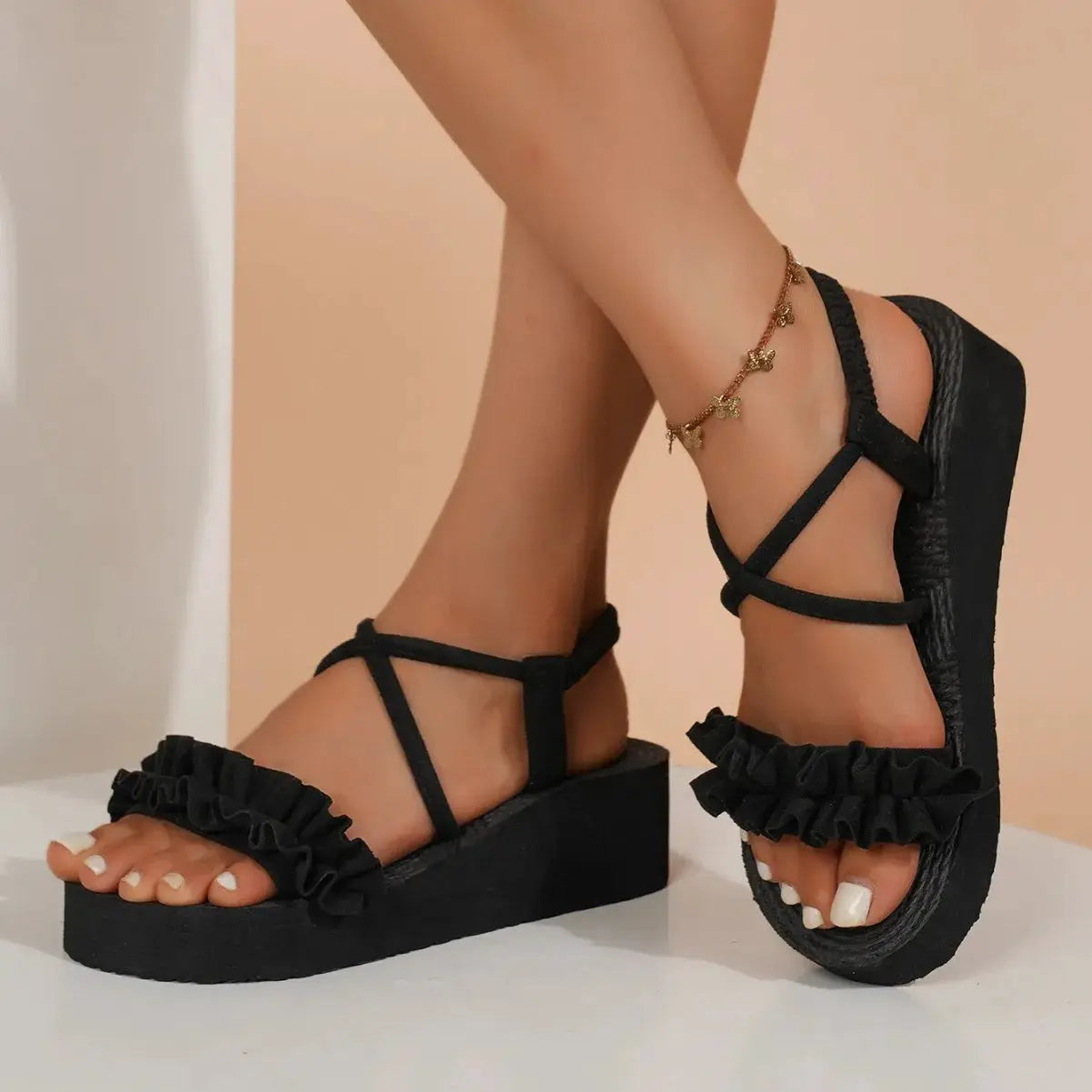 2026 Womens Summer Sandals Leisure Wedges Lightweight EVA Sole Elastic Back Strap Platform Sandals