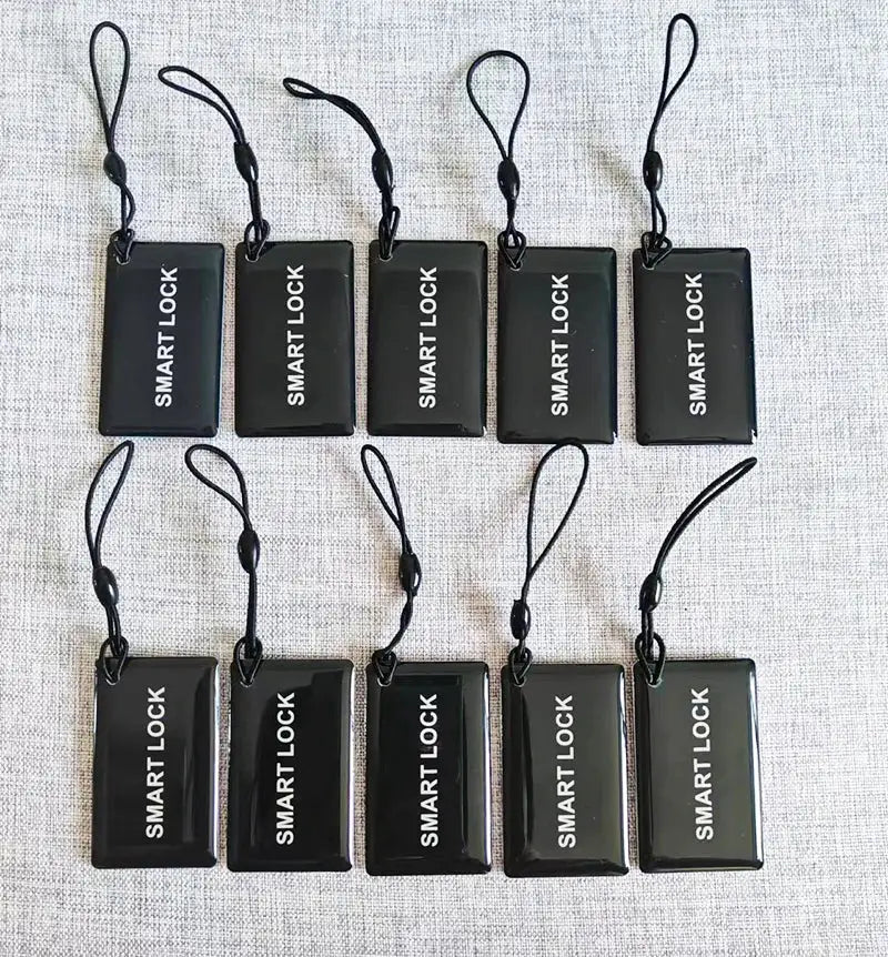 10 black M1 13.56MHz proximity IC cards with lanyards for smart door locks