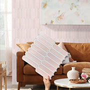 Simples Market 10-piece peel-and-stick wall sticker panels in pink with curved arch pattern for living room decor