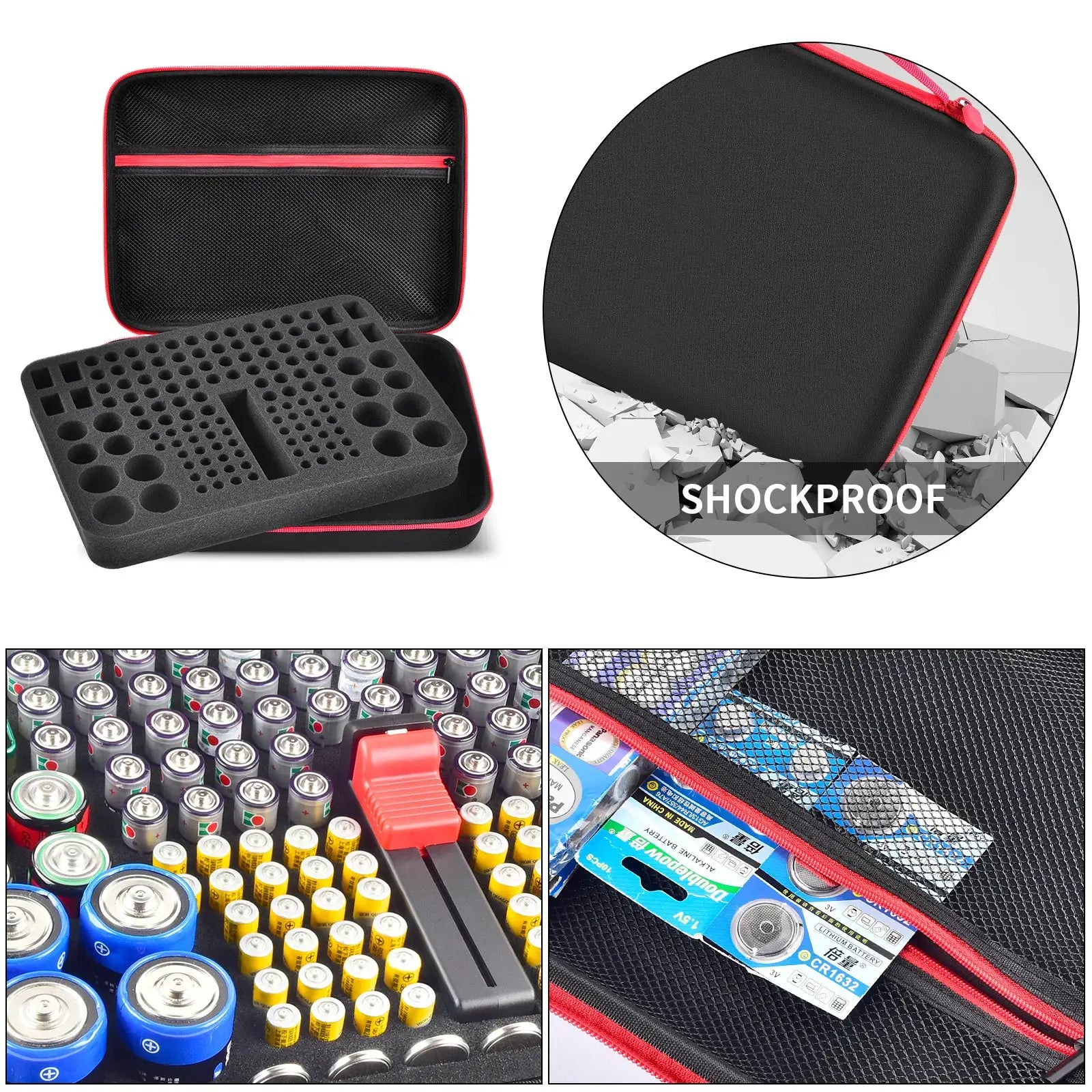 VoltNest Battery Organizer Storage Holder With Built In Battery Tester Fits AA AAA 9V C Batteries