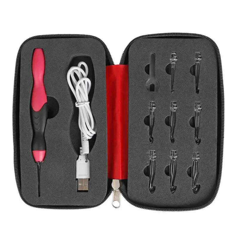 9 In 1 Light Up Crochet Hook Set USB Rechargeable Ergonomic Crochet Hooks LED Lighted Knitting Tools With Case