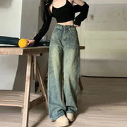Vintage High Waisted Slimming Jeans Bell Bottoms Casual For Women