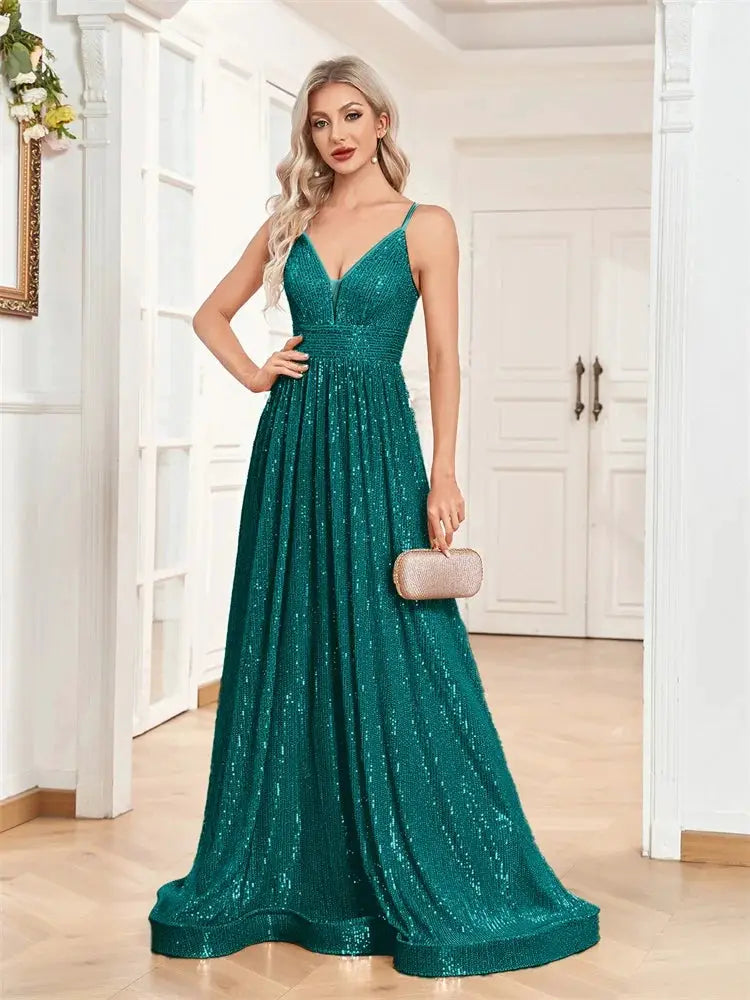 Elegant Backless Sequined Mermaid Evening Gown For Weddings And Proms