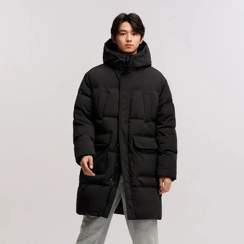 Semir Down Jacket Men black long puffer coat, waterproof, hooded