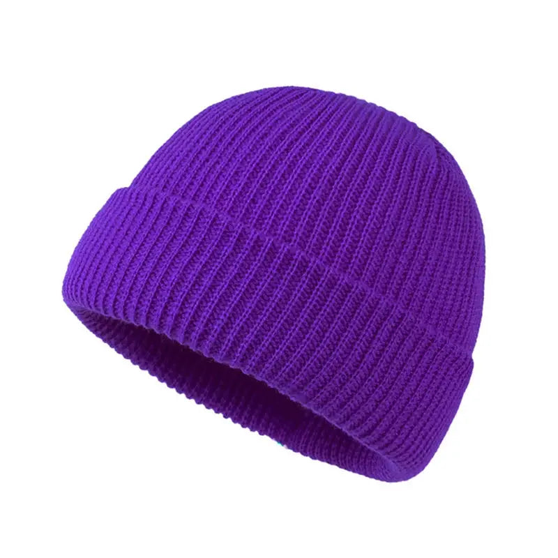 Rimiut Unisex Knitted Beanie Hat Wool Winter Cap Warm Solid Color Fashionable Autumn Men Women