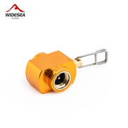 Propane refill adapter for LPG cylinders; orange aluminum body, Widesea logo visible.