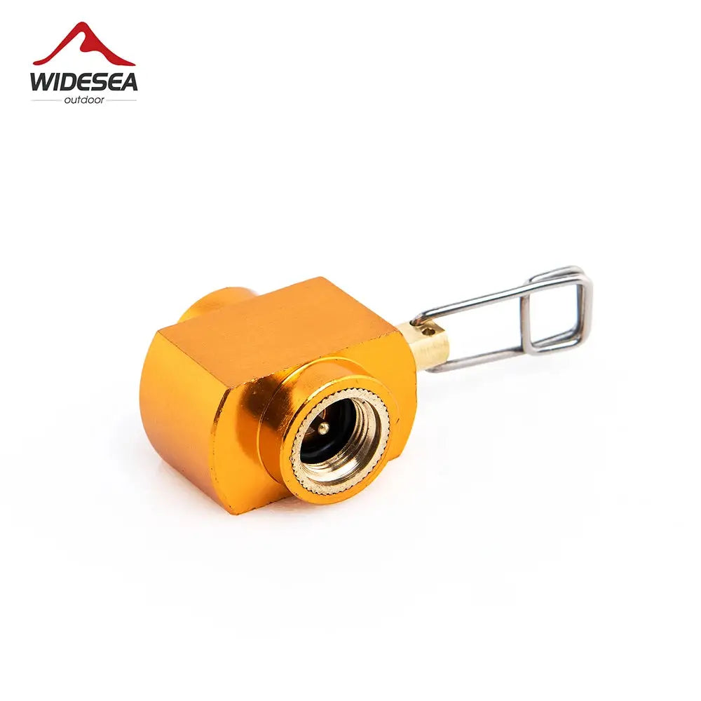 Propane refill adapter for LPG cylinders; orange aluminum body, Widesea logo visible.
