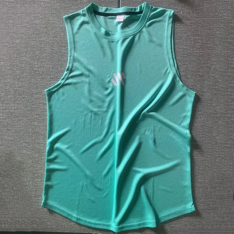 Simples Market men's teal sleeveless gym tank top, lightweight stringer singlet for workouts and training sessions